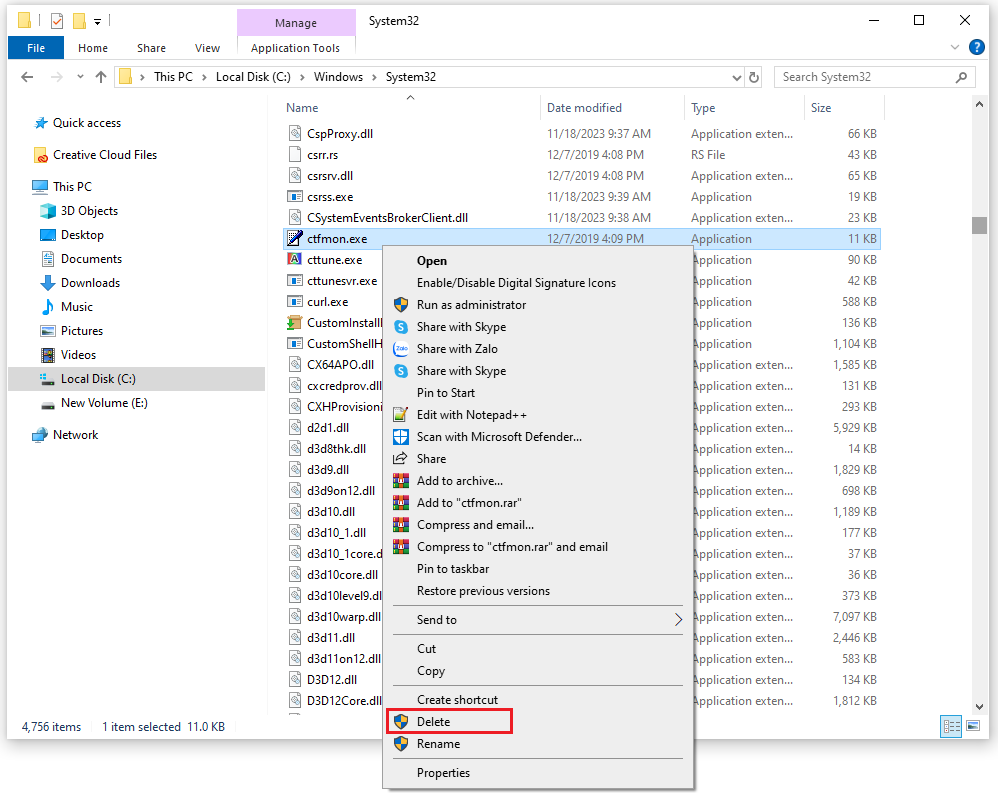 ctf-loader-1 Xóa file ctfmon.exe