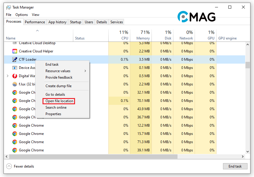 ctf-loader-7 Cách kiểm tra CTF Loader chạy ngầm