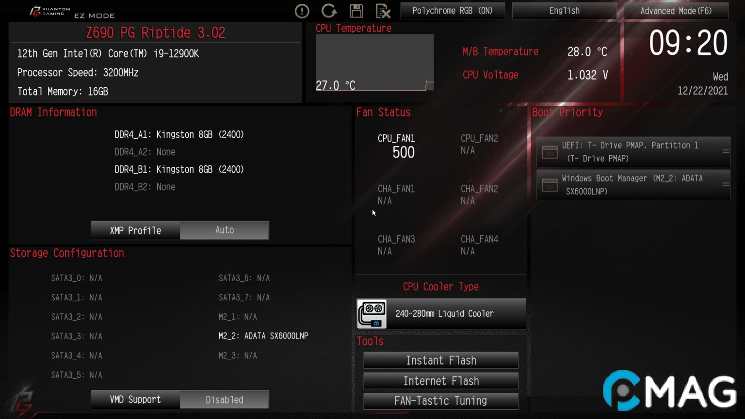 danh-gia-asrock-z690-pg-riptide-16 Màn hình hiển thị ở chế độ Easy Mode