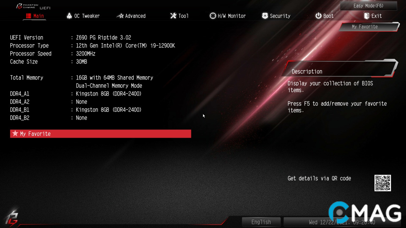 danh-gia-asrock-z690-pg-riptide-17 Màn hình hiển thị ở chế độ Advanced Mode