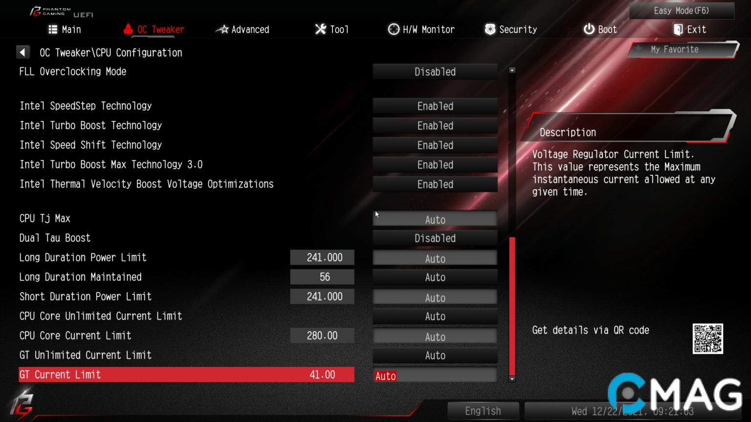 danh-gia-asrock-z690-pg-riptide-18 Tab OC Tweker cho phép tinh chỉnh nhiều thứ liên quan tới CPU, RAM và các thành phần khác