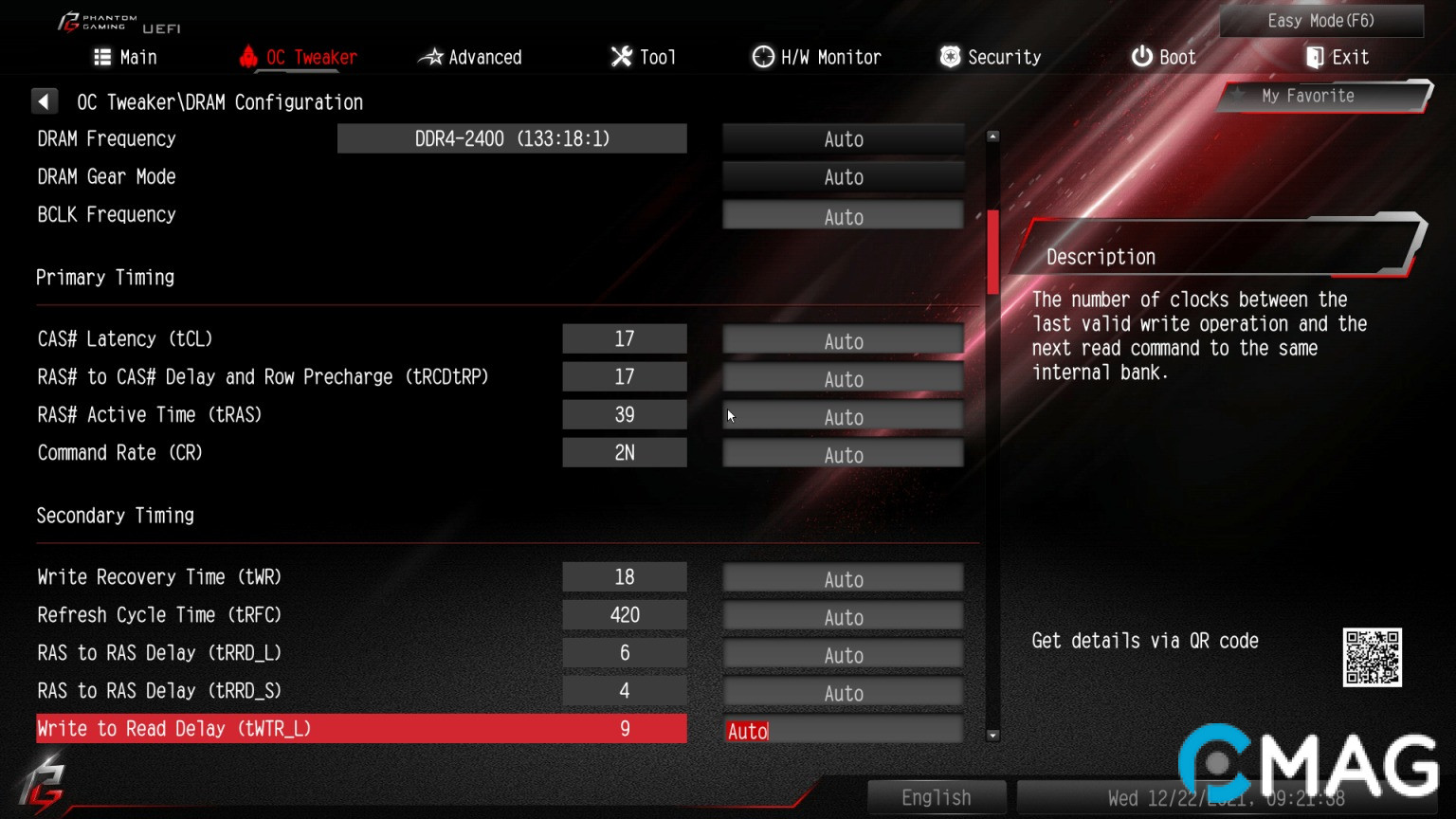 danh-gia-asrock-z690-pg-riptide-19 Tùy chỉnh giá trị độ trễ (Cas) của RAM