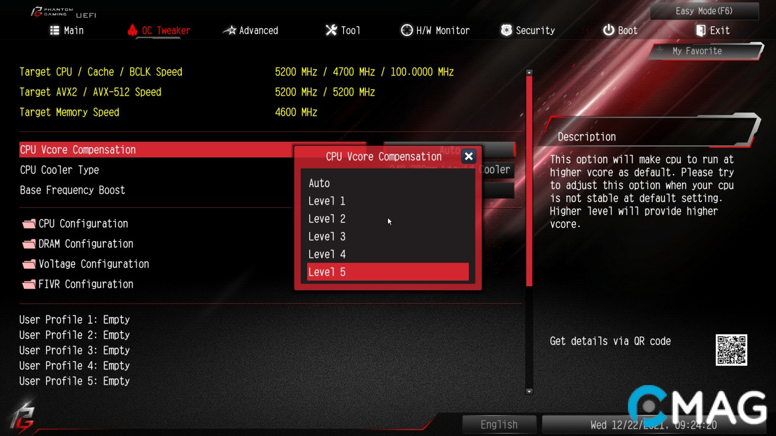danh-gia-asrock-z690-pg-riptide-23 Tùy chỉnh giá trị voltage của các thành phần như CPU, RAM…