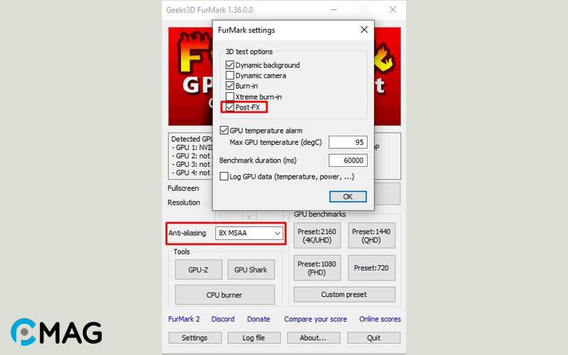 furmark-8 Cách stress test GPU bằng FurMark