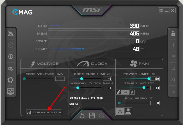 undervol-gpu-5 Mở Curve Editor trong MSI Afterburner